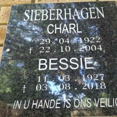 SIEBERHAGEN Charl 1922-2004 &amp; Bessie 1927-2018