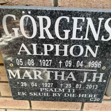 GORGENS Alphon 1927-1996 &amp; Martha J.H. 1927-2013