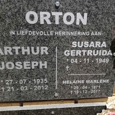 ORTON Arthur Joseph 1935-2012 &amp; Susara Gertruida 1949-