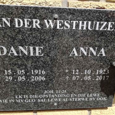 WESTHUIZEN Danie, van der 1916-2006 &amp; Anna 1923-2017