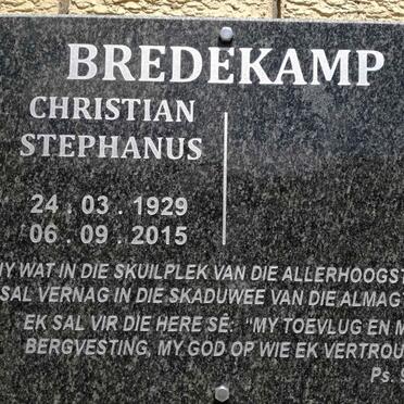 BREDEKAMP Christian Stephanus 1929-2015