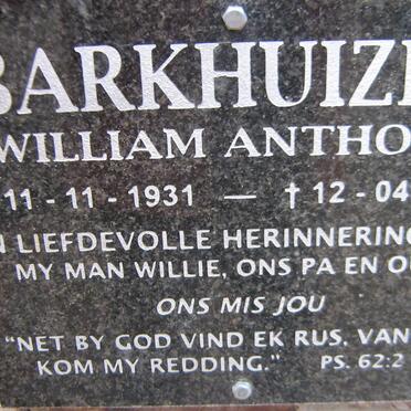 BARKHUIZEN William Anthony 1931-2012