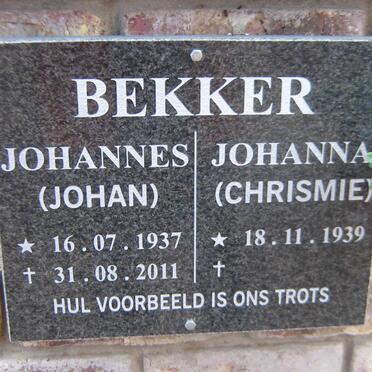 BEKKER Johannes 1937-2011 &amp; Johanna 1939-