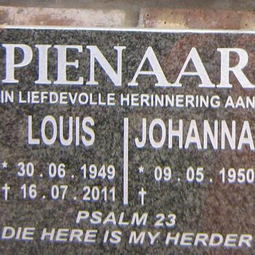 PIENAAR Louis 1949-2011 &amp; Johanna 1950-