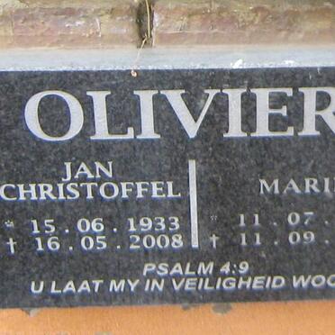OLIVIER Jan Christoffel 1933-2008 &amp; Marie 1935-2012