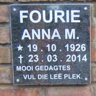 FOURIE Anna M. 1926-2014