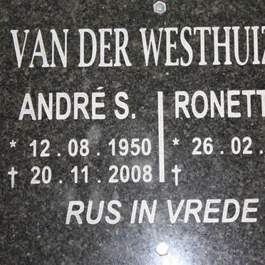WESTHUIZEN Andre S.,van der 1950-2008 &amp; Ronette E. 1956-