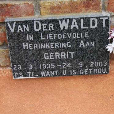 WALDT Gerrit, van der 1935-2003