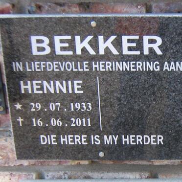 BEKKER Hennie 1933-2011