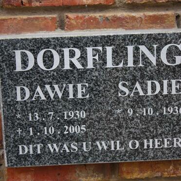 DORFLING Dawie 1930-2005 &amp; Sadie 1936-