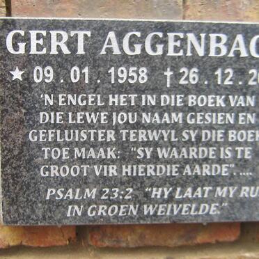 AGGENBACH Gert 1958-2013