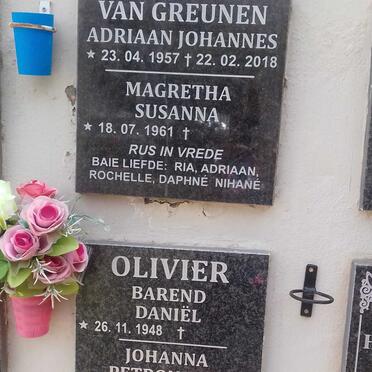 GREUNEN Adriaan Johannes, van 1957-2018 &amp; Magretha Susanna 1961-
