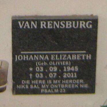 RENSBURG Johanna Elizabeth, van nee OLIVIER 1945-2011