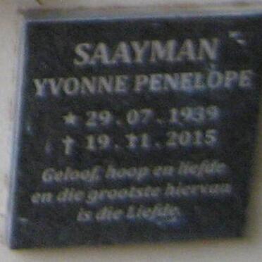 SAAYMAN Yvonne Penelope 1939-2015