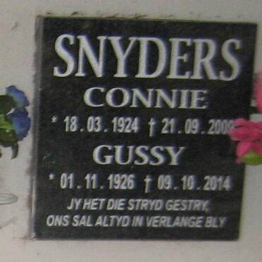 SNYDERS Connie 1924-2009 &amp; Gussy 1926-2014