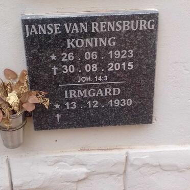 RENSBURG Koning, Janse van 1923-2015 &amp; Irmgard 1930-