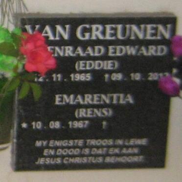 GREUNEN Coenraad Edward, van 1965-2012 &amp; Emarentia 1967-
