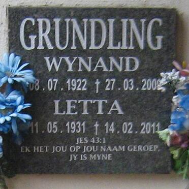 GRUNDLING Wynand 1922-2009 &amp; Letta 1931-2011