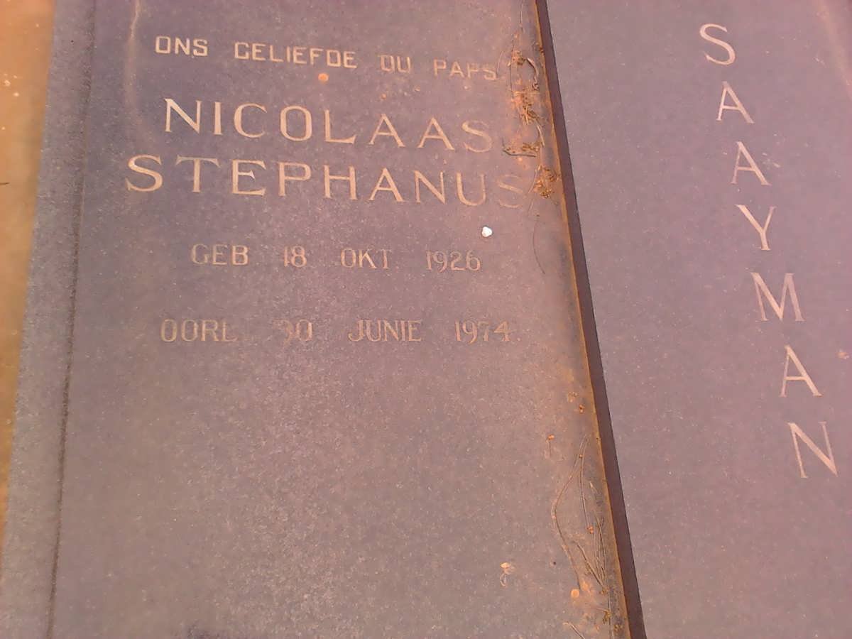 SAAYMAN Nicolaas Stephanus 1926-1974