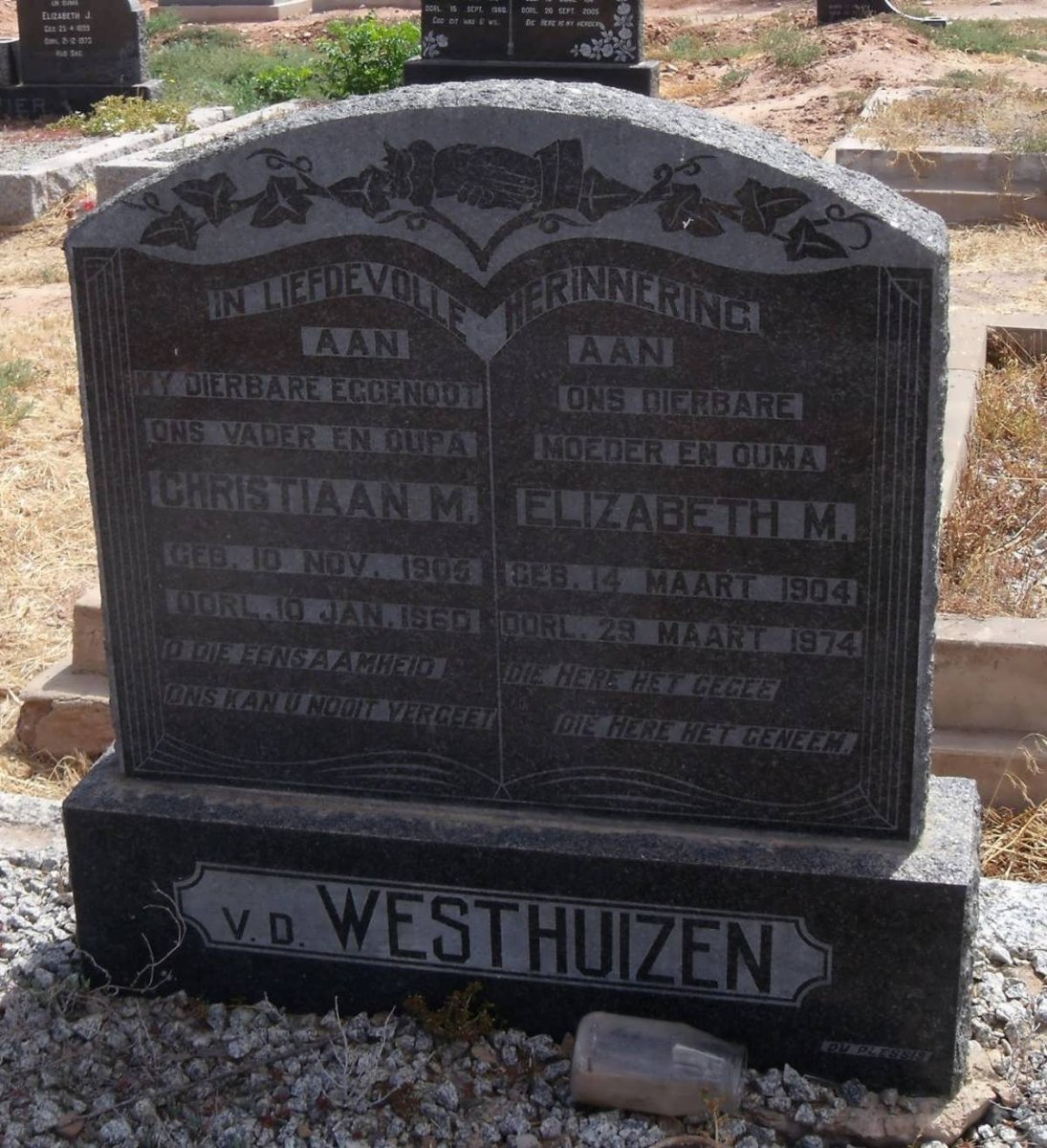 WESTHUIZEN Christiaan M., v.d. 1905-1960 &amp; Elizabeth M. 1904-1974