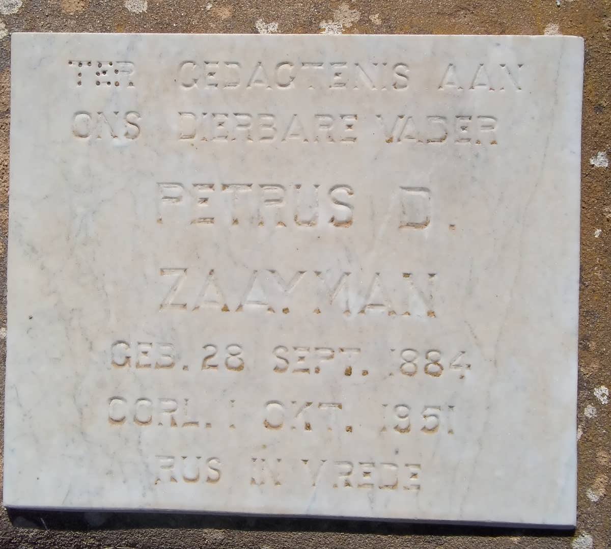 ZAAYMAN Petrus D. 1884-1951