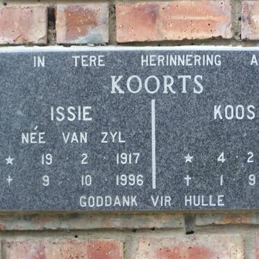 KOORTS Koos 1912-1997 &amp; Issie VAN ZYL 1917-1996