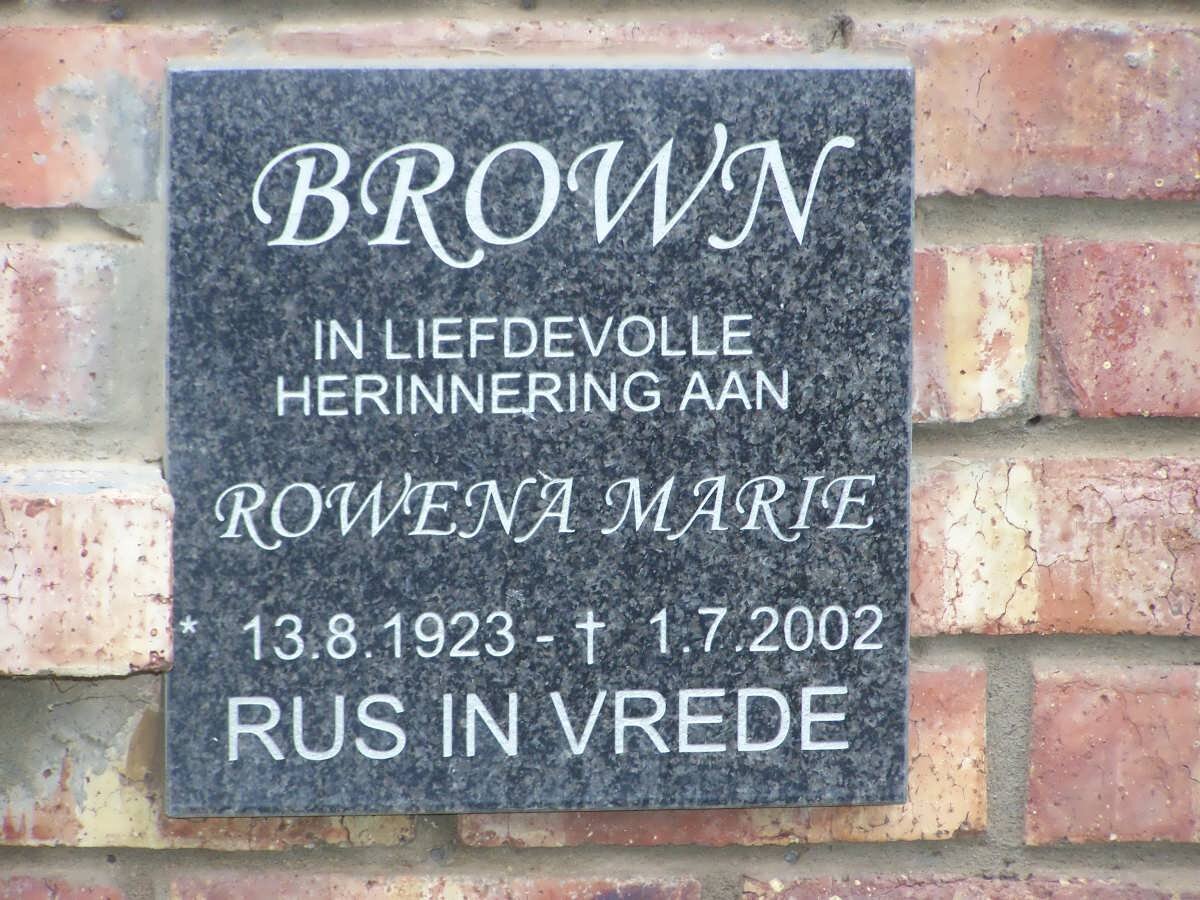 BROWN Rowena Maria 1923-2002