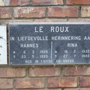 ROUX Hannes, le 1926-1993 &amp; Rina 1932-1986