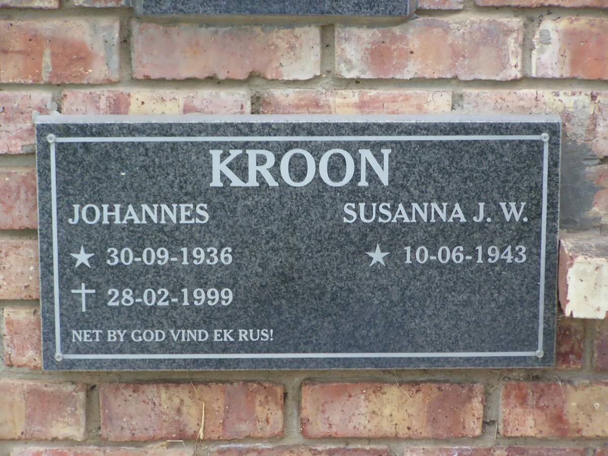 KROON Johannes 1936-1999 &amp; Susanna J.W. 1943-