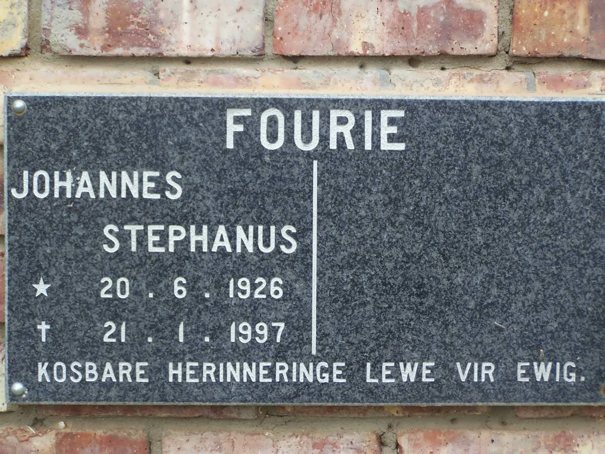 FOURIE Johannes Stephanus 1926-1997