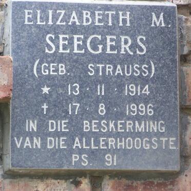 SEEGERS Elizabeth M. nee STRAUSS 1914-1996