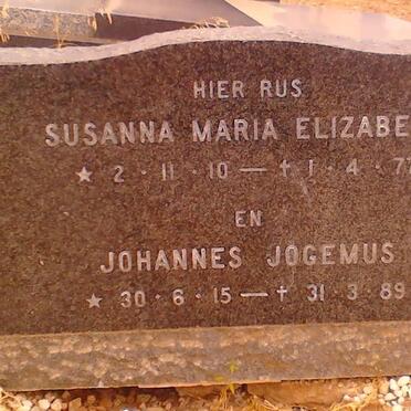 ? Johannes Jogemus 1915-1989 &amp; Susanna Maria Elizabeth 1910-1977