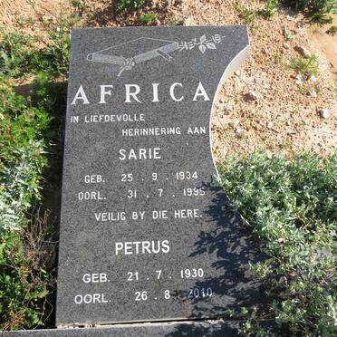 AFRICA Petrus 1930-2010 & Sarie 1934-1995
