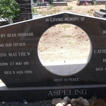 ASPELING Woods Mathew 1911-1986 &amp; Catherine Euphemia 1912-1988