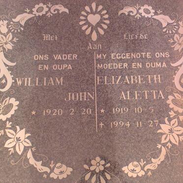 AVENANT, William John 1920-   &amp; Elizabeth Aletta 1919-1994