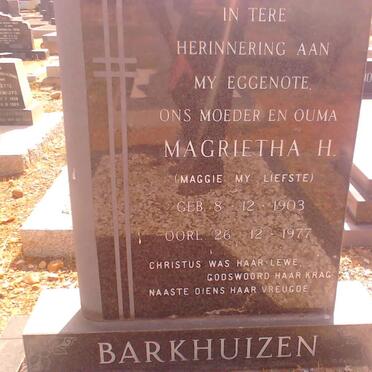 BARKHUIZEN Magrietha H. 1903-1977