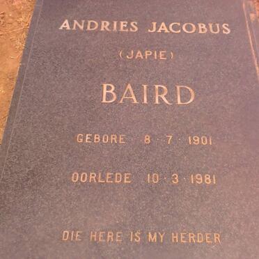 BAIRD Andries Jacobus 1901-1981