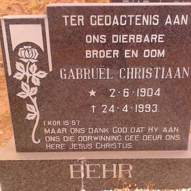 BEHR Gabruel Christiaan 1904-1933