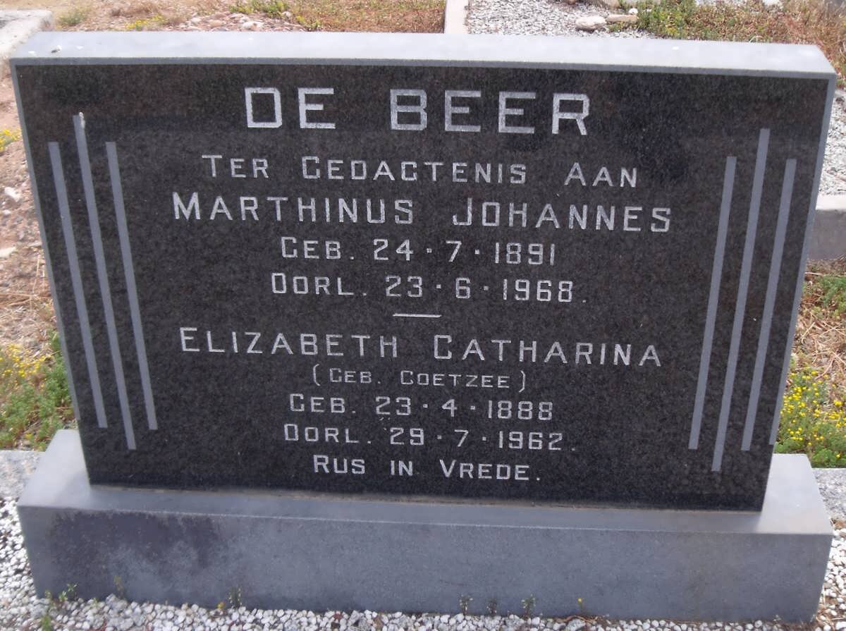 BEER Marthinus Johannes, de 1891-1968 &amp; Elizabeth Catharina COETZEE 1888-1962