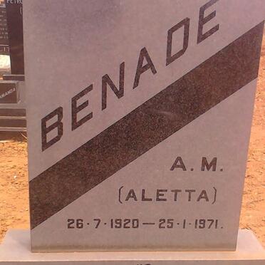 BENADE Aletta M. 1920-1971