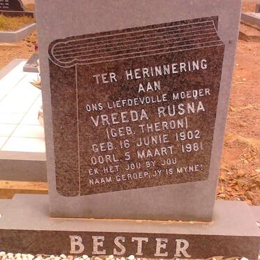 BESTER Vreeda Rusna nee THERON 1902-1981