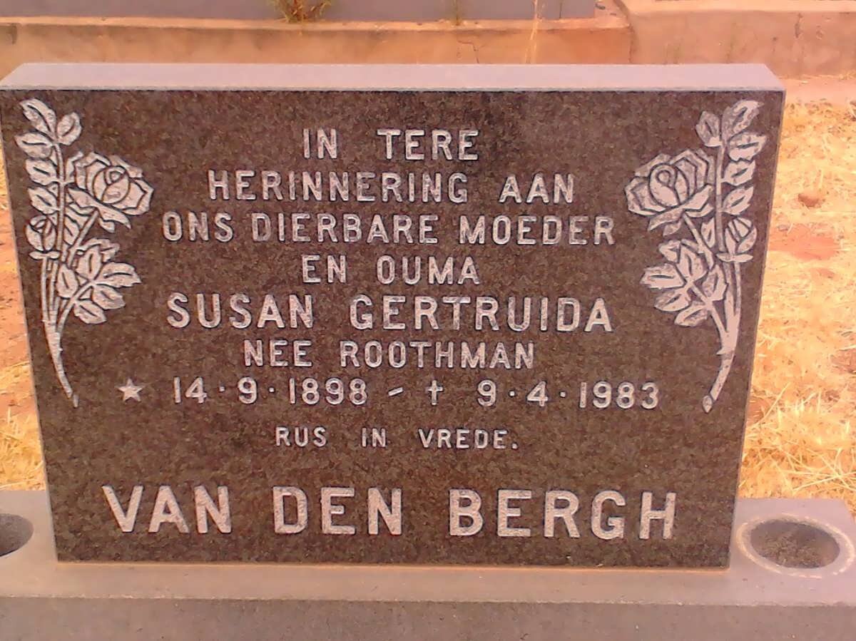 BERGH Susan Gertruida, van den nee ROOTHMAN 1898-1983