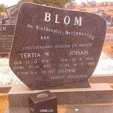 BLOM Tertia W. 1932-1992 :: BLOM Johan 1954-1985