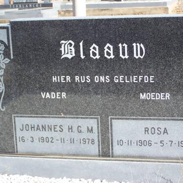 BLAAUW Johannes H.G.M. 1902-1978 &amp; Rosa 1906-1988