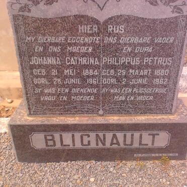 BLIGNAULT Philippus Petrus 1880-1962 &amp; Johanna Cathrina 1884-1961