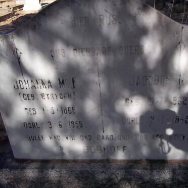 BOSHOFF Jacobus M. 1862-1945 &amp; Johanna M. P. STRYDOM 1868-1958