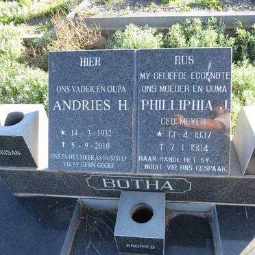 BOTHA Andries H. 1932-2010 & Philliphia J. MEYER 1937-1984