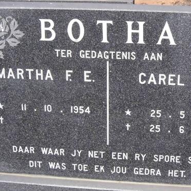 BOTHA Carel J. 1948-1998 &amp; Martha F.E. 1954-