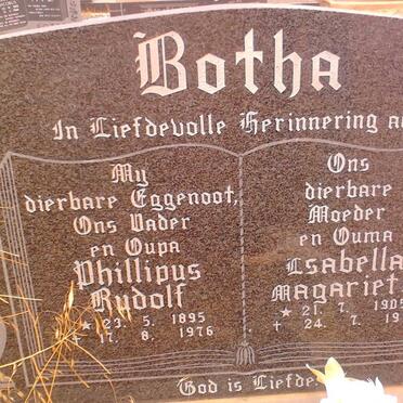BOTHA Phillipus Rudolf 1895-1976 &amp; Isabella Margarieta 1905-1991