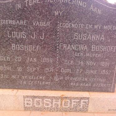 BOSHOFF Louis J.J. 1889-1971 &amp; Susanna Francina MEYER 1891-1957